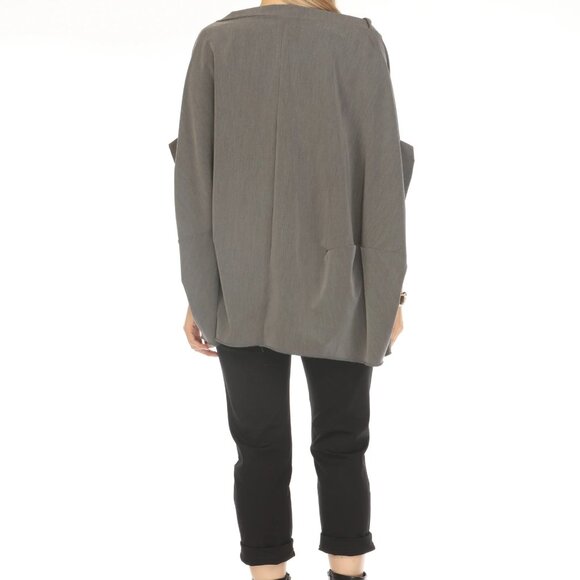 Grey Designer Pockets Made In Italy Top - Picture 5 of 5